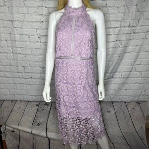 Bardot Gemma Halter Dress In Orchid Midi Length